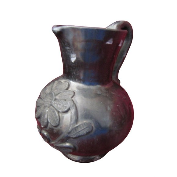 Dona Rosa Oaxaca Mexican Folk Art Flower Pitcher Black Clay Pottery Vase HE1 - Picture 1 of 9